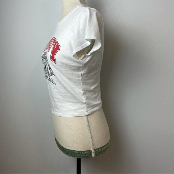 Fashion Nova Royalty logo Solid White Graphic Crop Top Short Sleeve size M - Picture 7 of 10